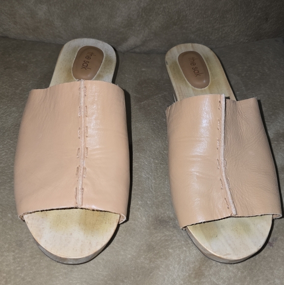 The Sak Ella Clog Sandals Leather Wooden Heel Size 9 *New - Picture 5 of 13